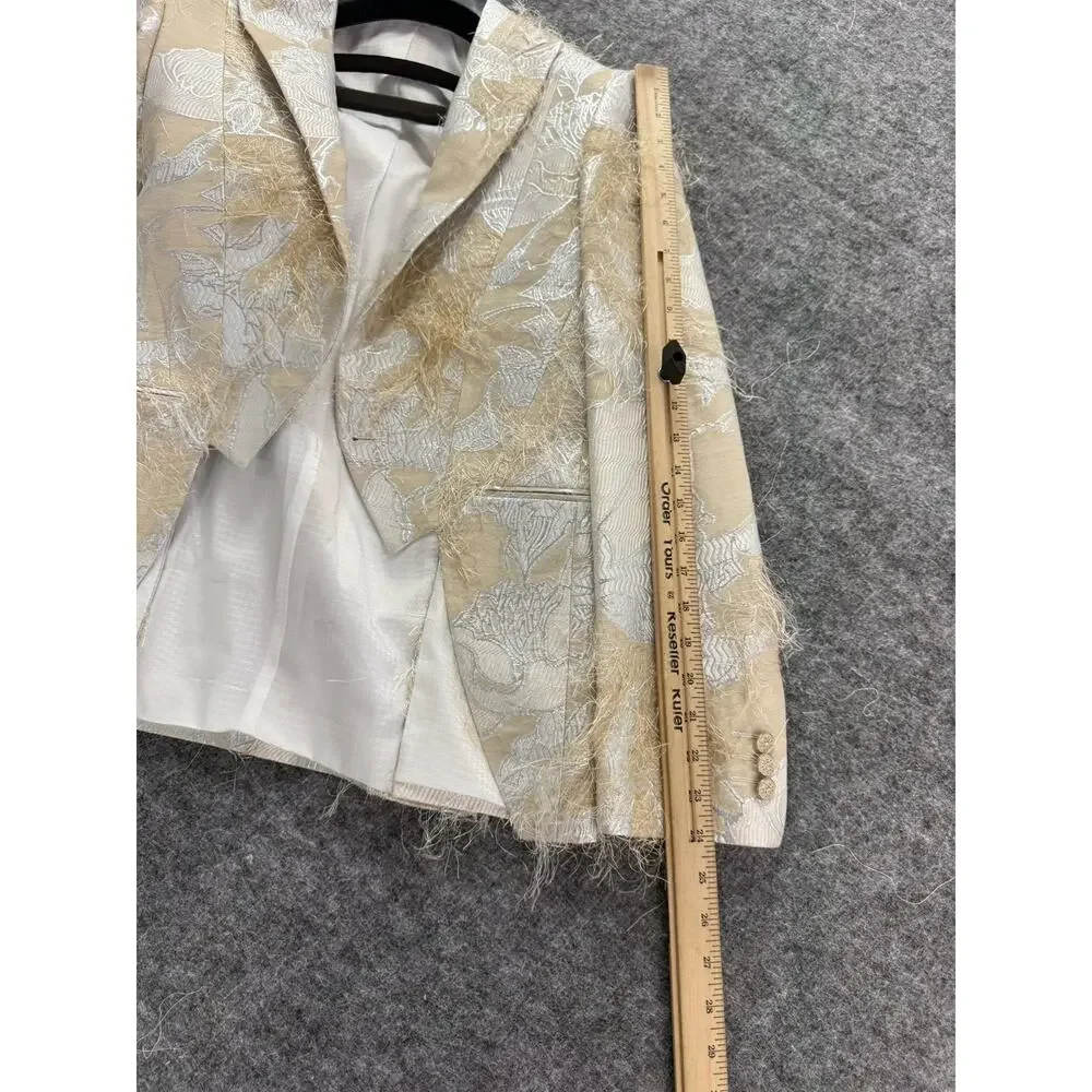 Torres Mens Tuxedo Suit 40 US 50 EU Beige Floral Borcade Tasseled 3pcs Set t12